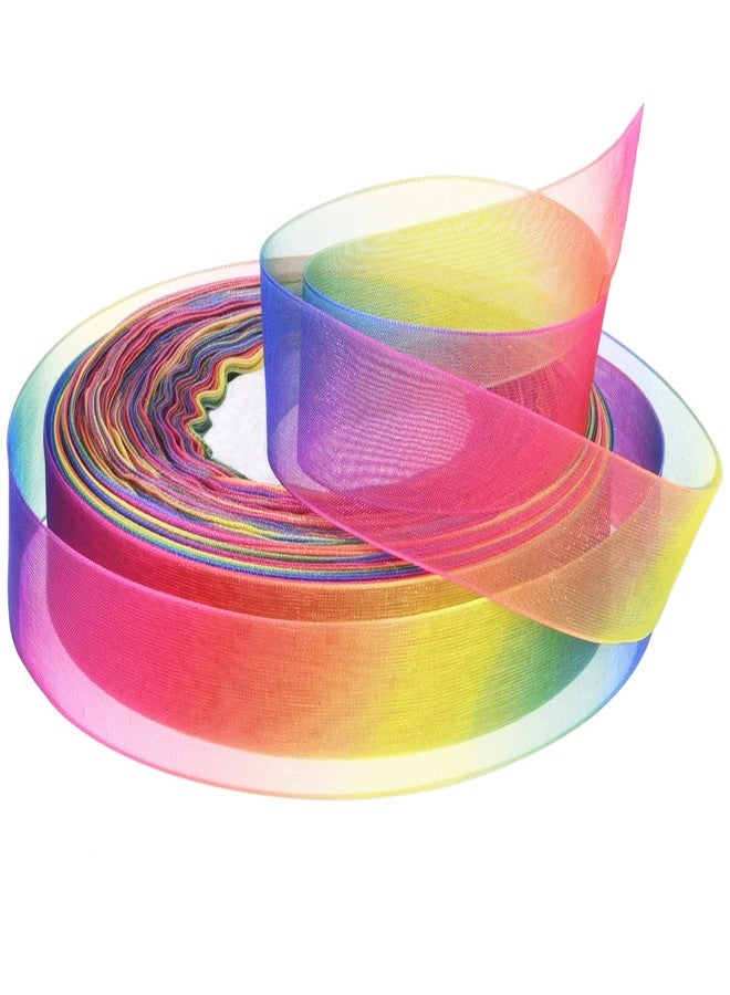 Hapeper Rainbow Sheer Organza Chiffon Ribbon for Gift Wrapping, Crafts, Party Decoration, 50 Yards (1 Inch) - Image 2